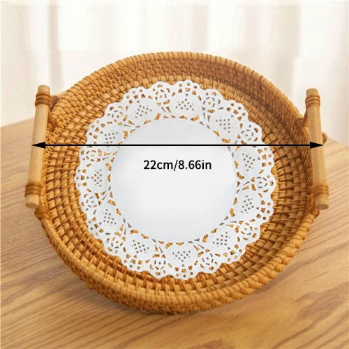 Woven Rattan Tray Basket